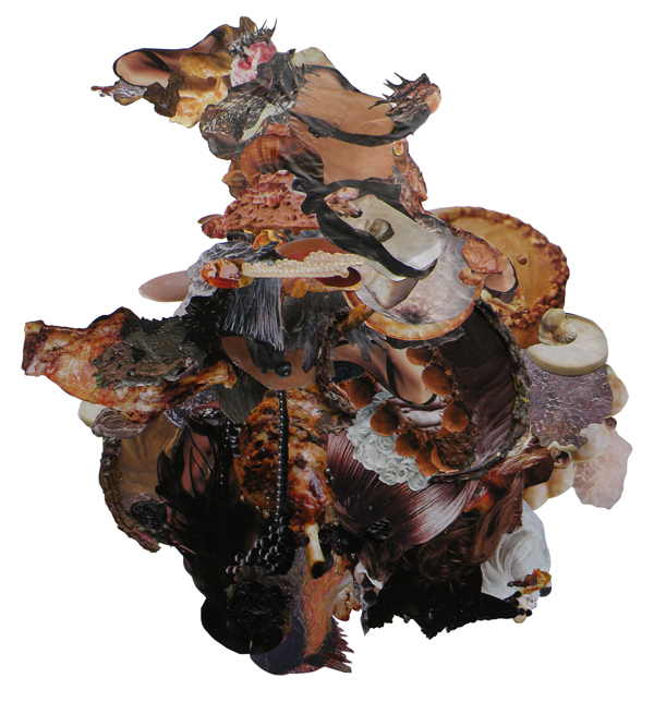 Flesh Cake | Found collage and acrylic on paper | 73 x 64 cm | 2009