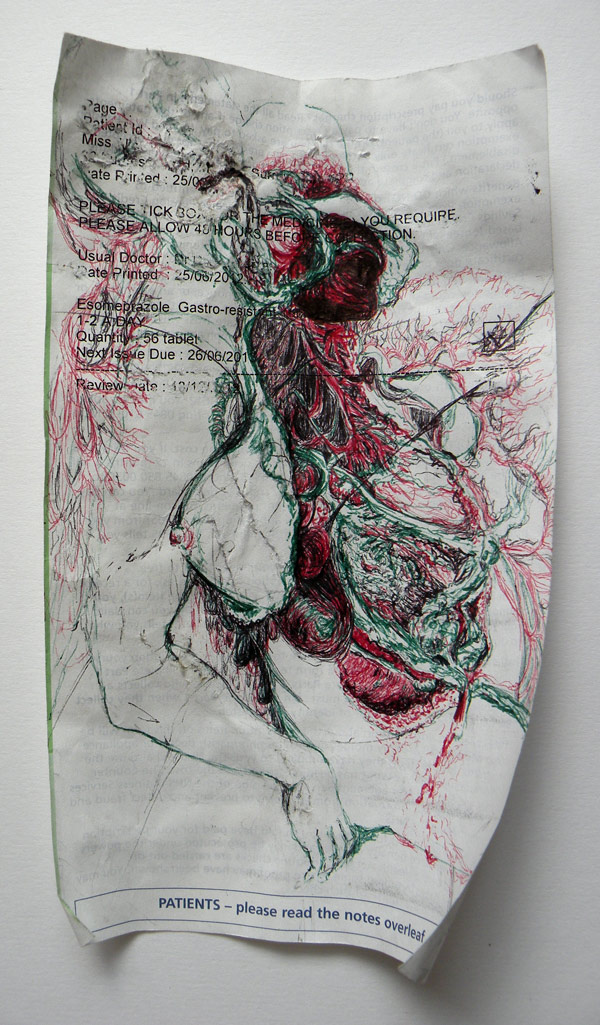PATIENTS - Please read the Notes Overleaf | 2013 | pen on paper | 17.5 x 10cm